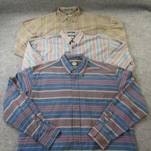 Vintage Dockers Shirt Men Large Multicolor Stripe Plaid Long Sleeve Lot Of 3 90s